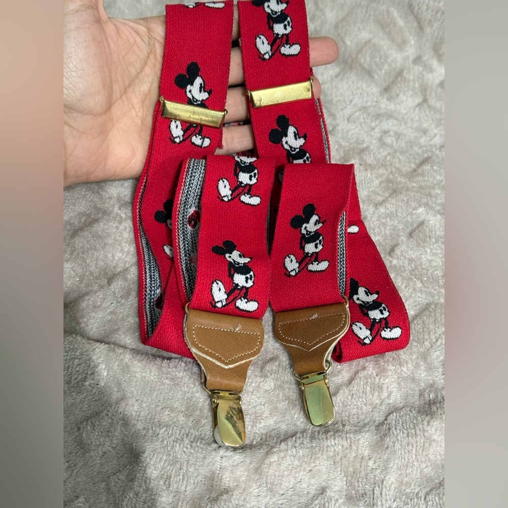 Vintage Disney Mickey Mouse Suspenders Red J.G. Hook Adjustable Braces Retro
